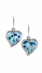 Heart Baby's Breath On Blue Hearts Earrings