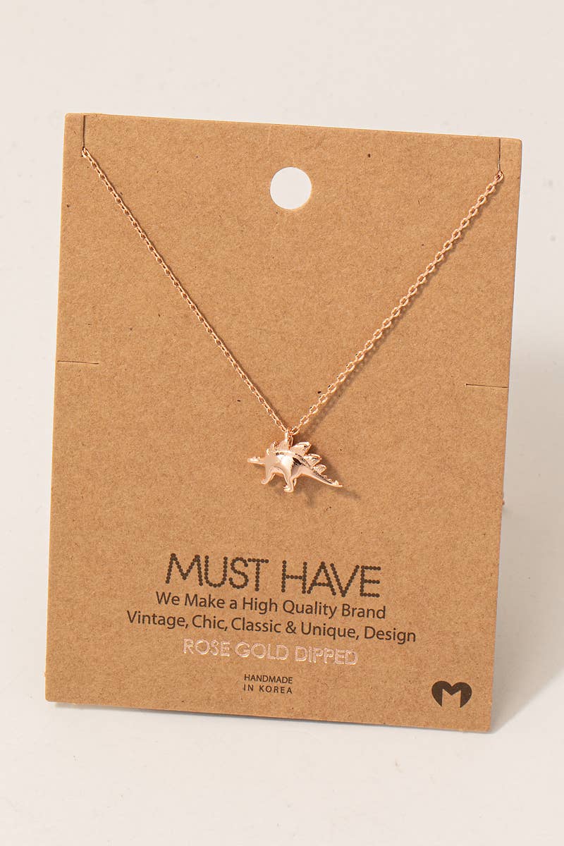 18K Gold Dipped Stegosaurus Dinosaur Pendant Necklace