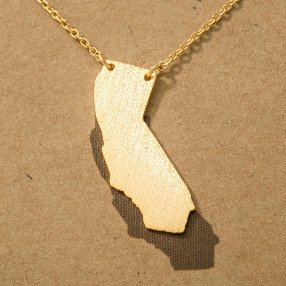 18K Gold Dipped California State Pendant Necklace