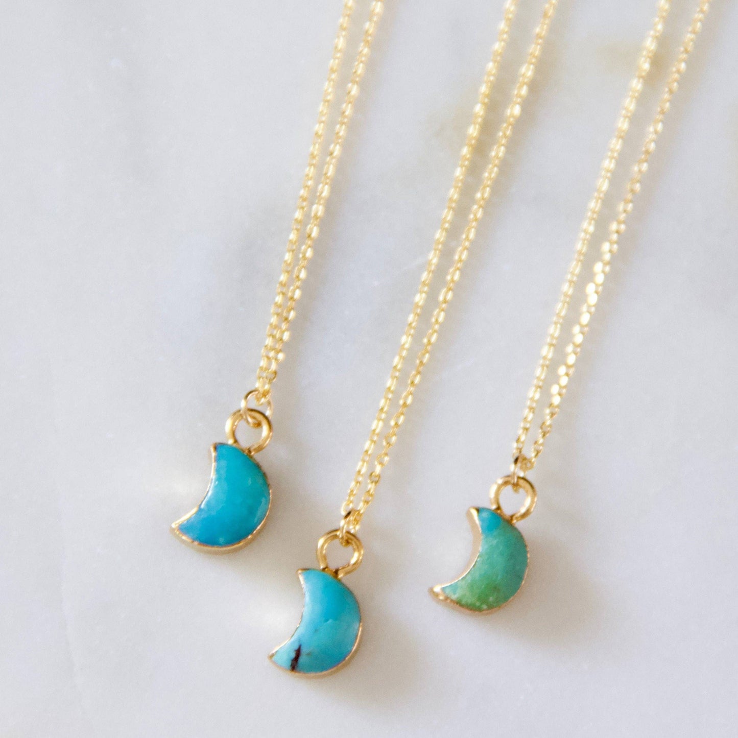 Tiny Turquoise Moon Necklace