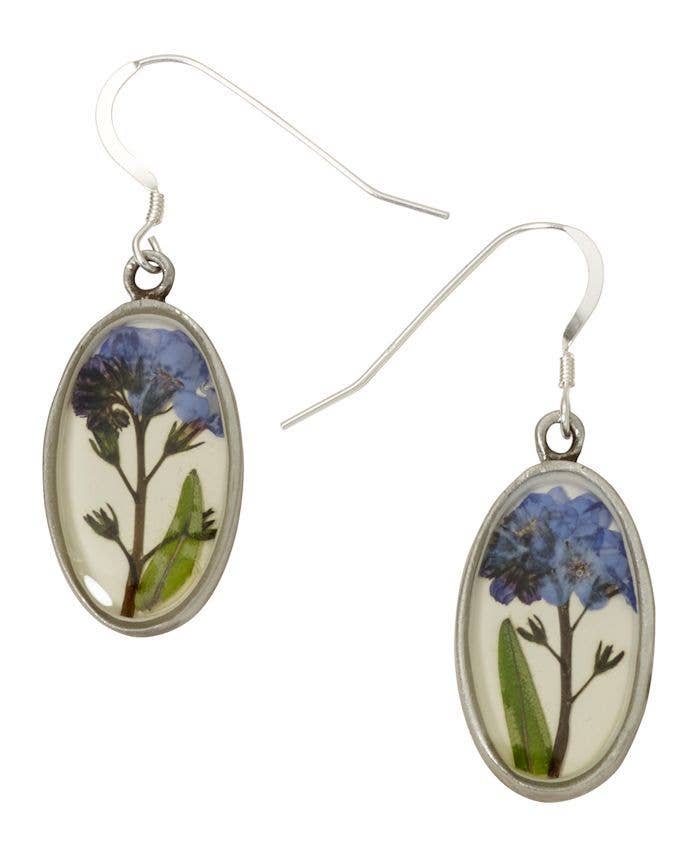 Forget Me Not Small Oval Earrings