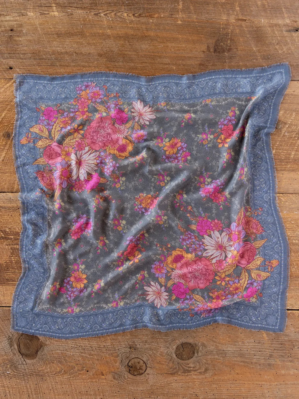Boho Bandana Scarf - English Garden Charcoal