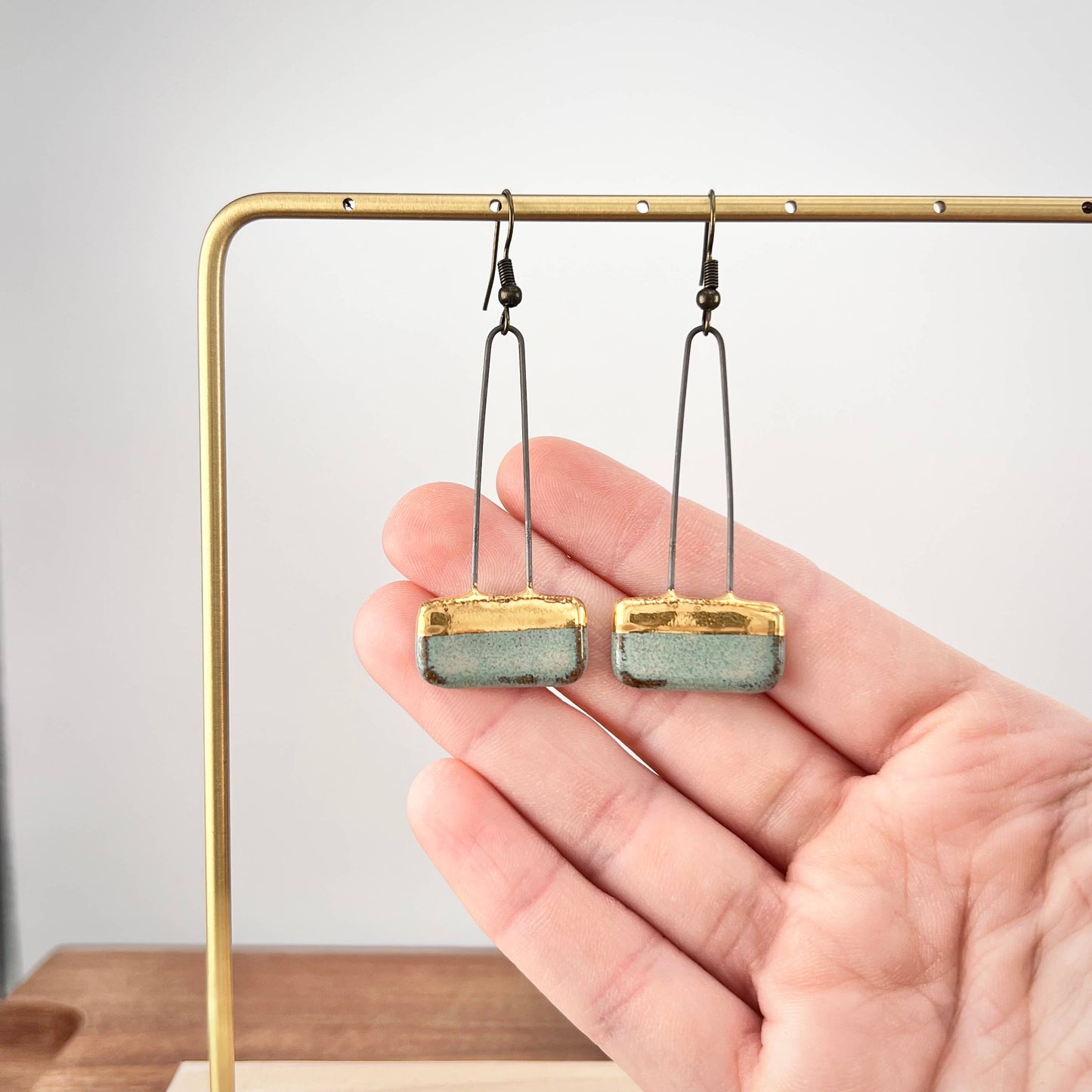 Turquoise Drop Rectangle Clay Earring