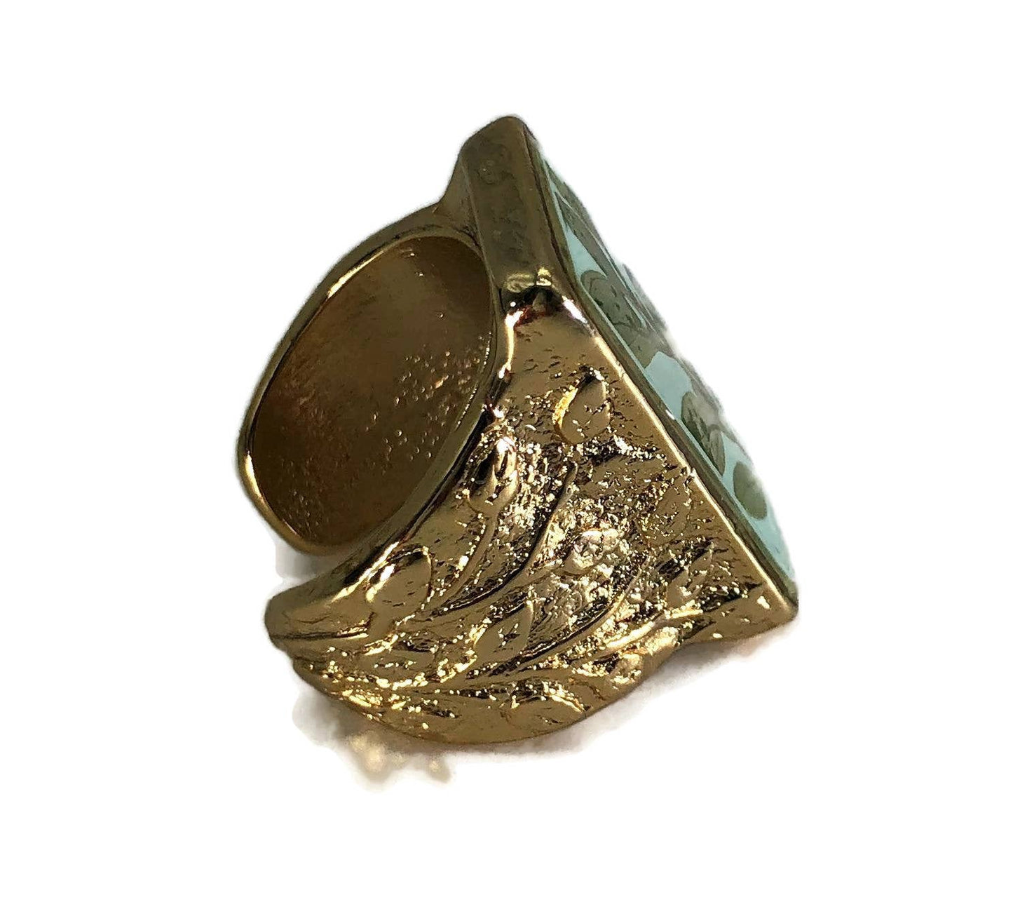 Thyme on Aqua Adjustable Ring