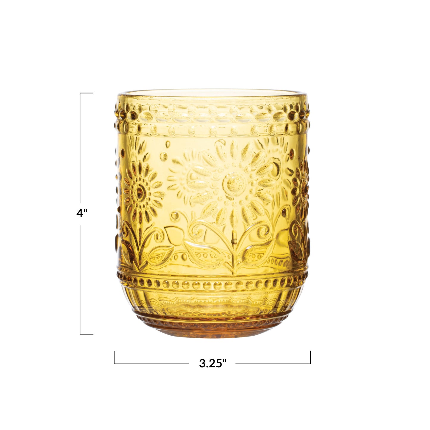 Embossed Drinking Glass | Amber