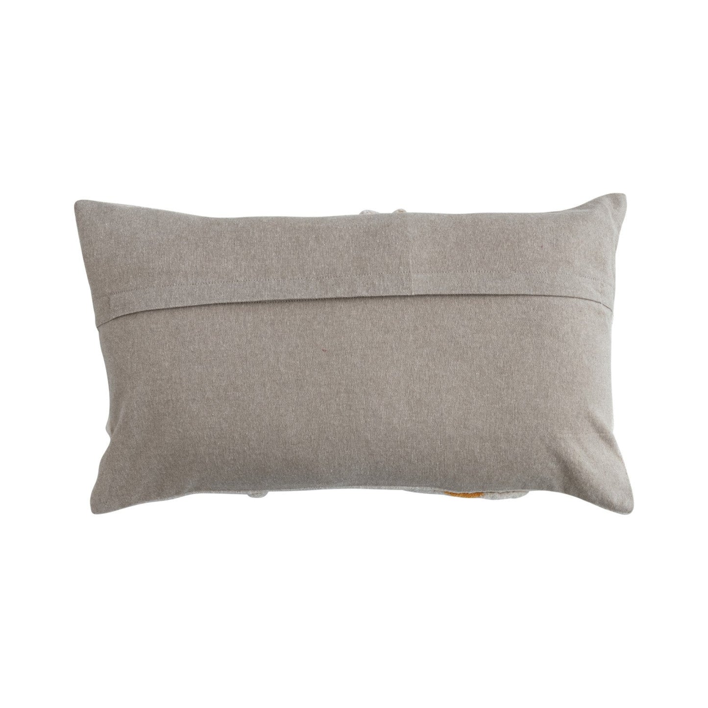 Cotton Slub Lumbar Pillow with Tufted Flowers, Natural & Yellow