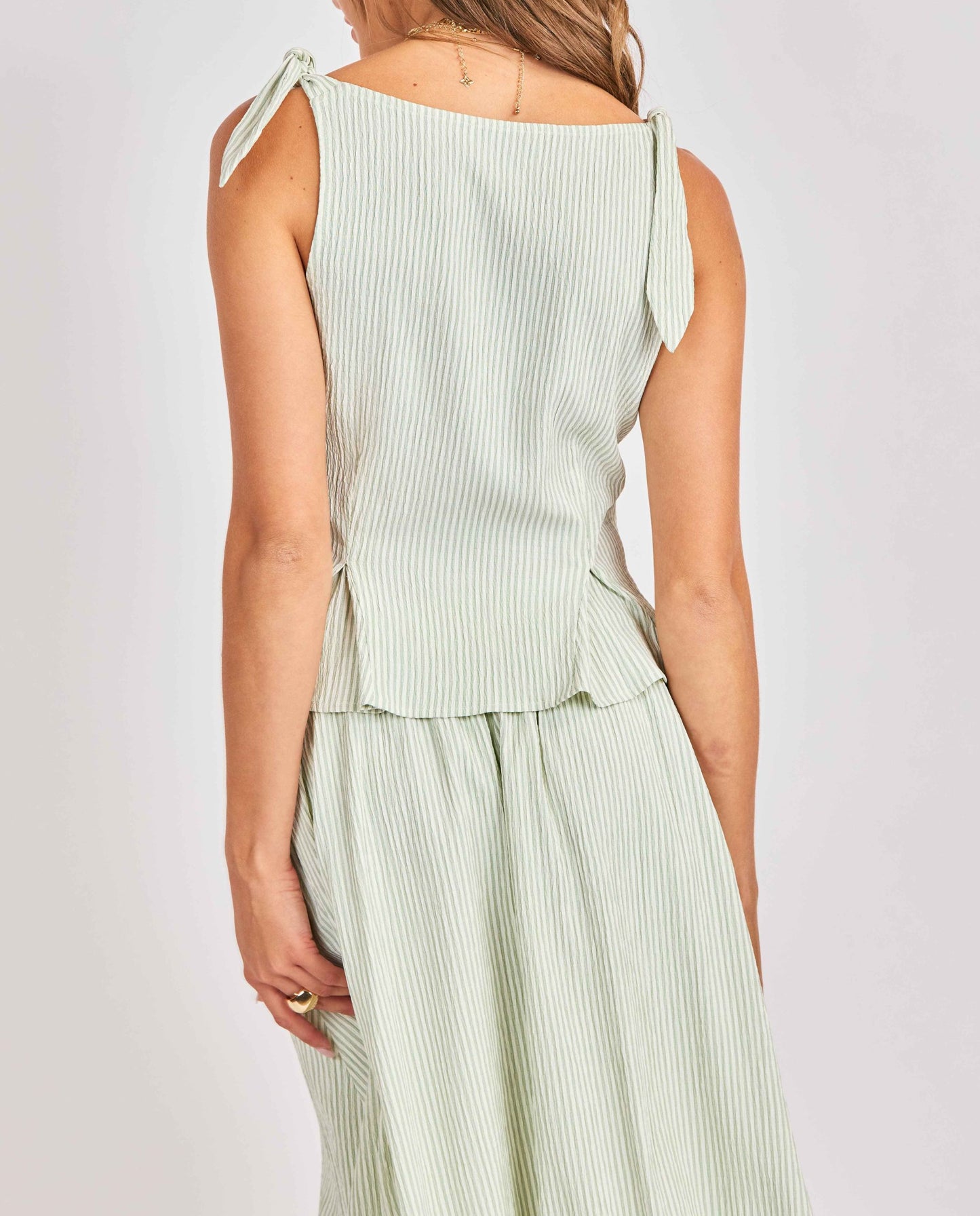 See Me Stripe Pleated Top