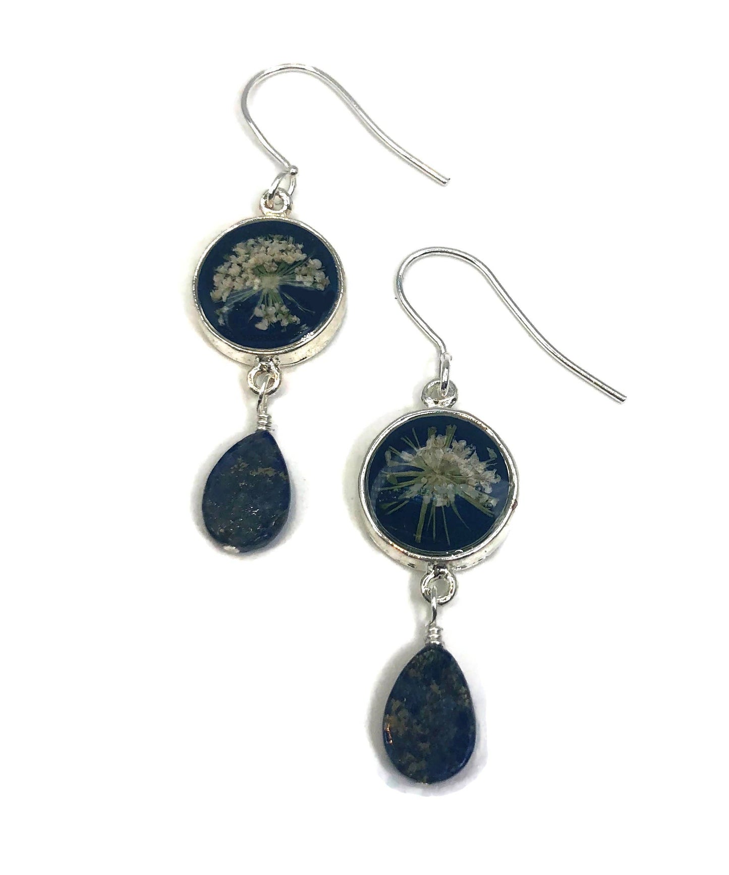 Marina at Midnight Ultra Small Round Earrings with Drop