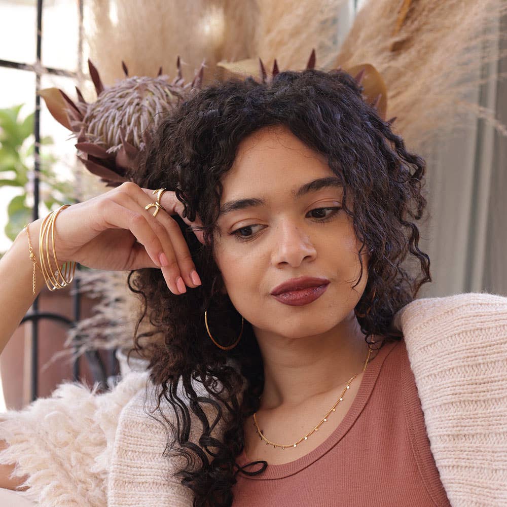 2" Hammered Hoop Earrings | Gold