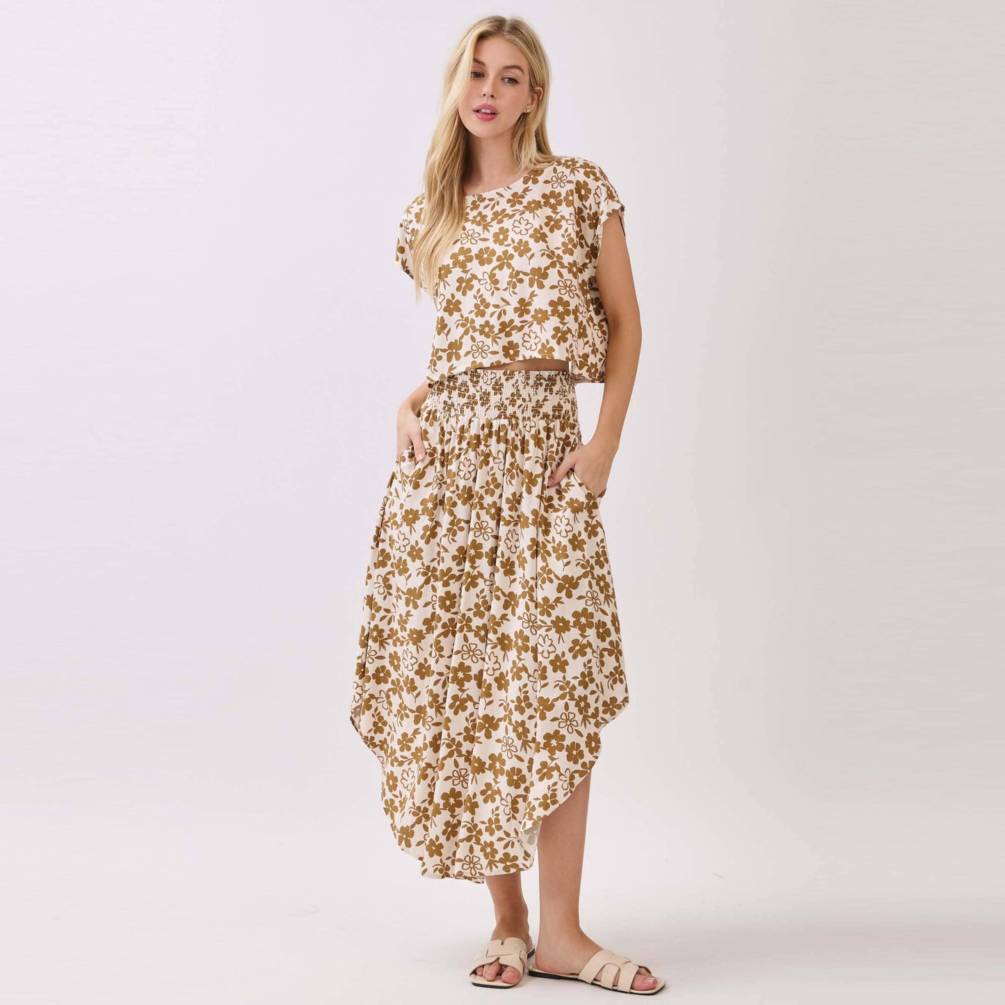 Avery Skirt | Tan Floral