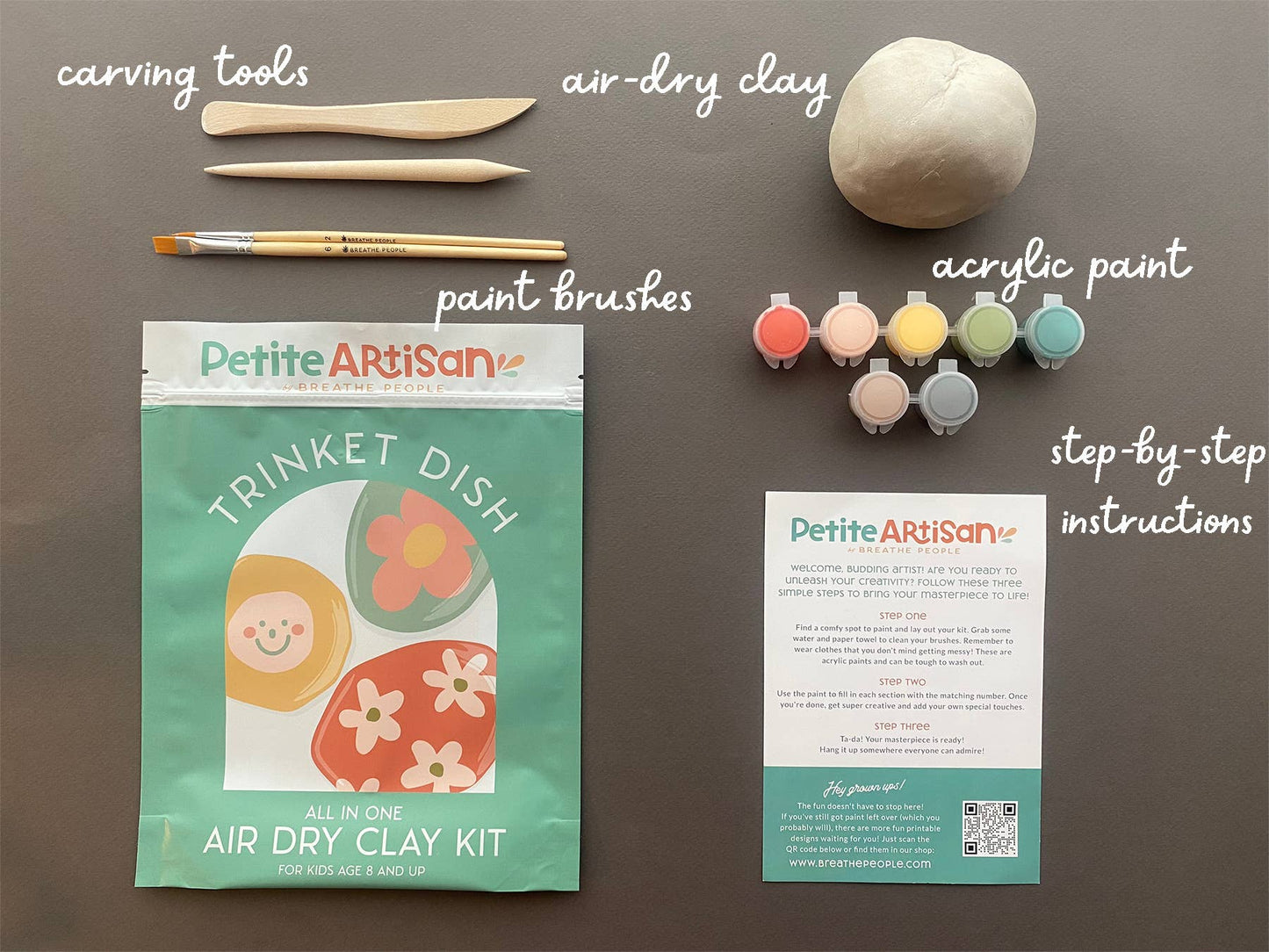 Kids Clay Kit Air Dry Pottery Kit All in One- Trinket Dish