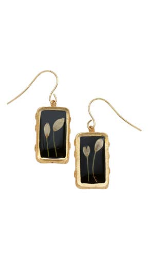 Veronica Bud Black Rect Earrings
