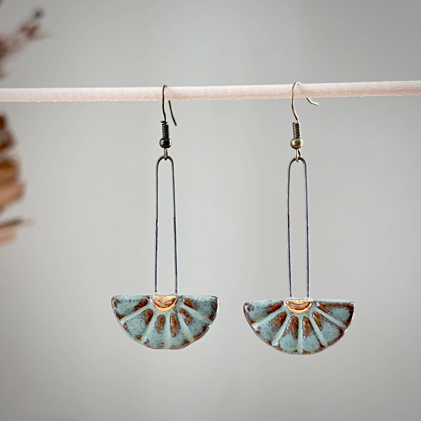 Turquoise Sun Burst Ceramic Earrings