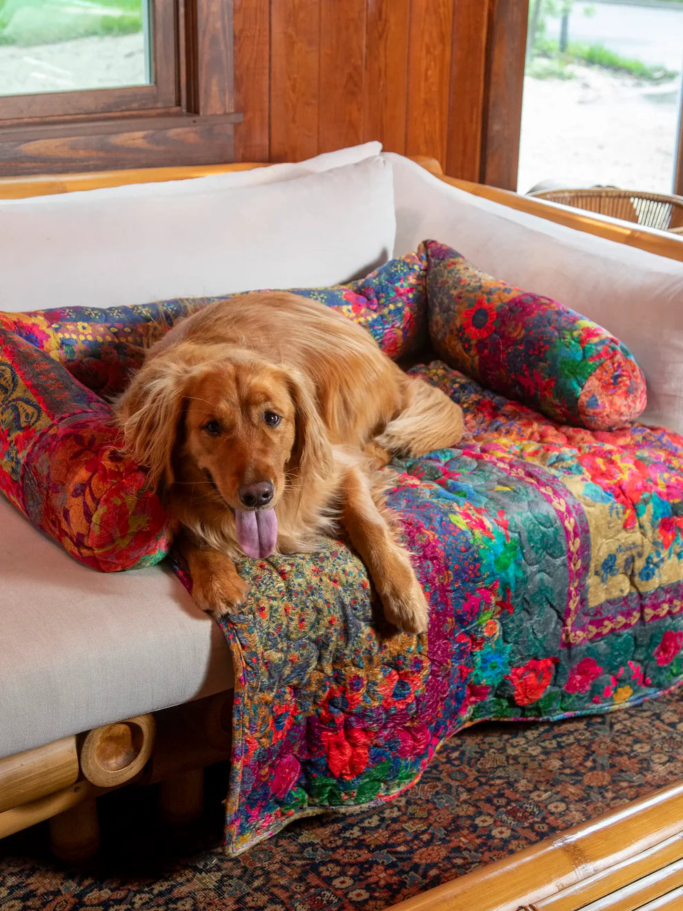 Sofa Pet Bed L/XL | Rainbow Patchwork