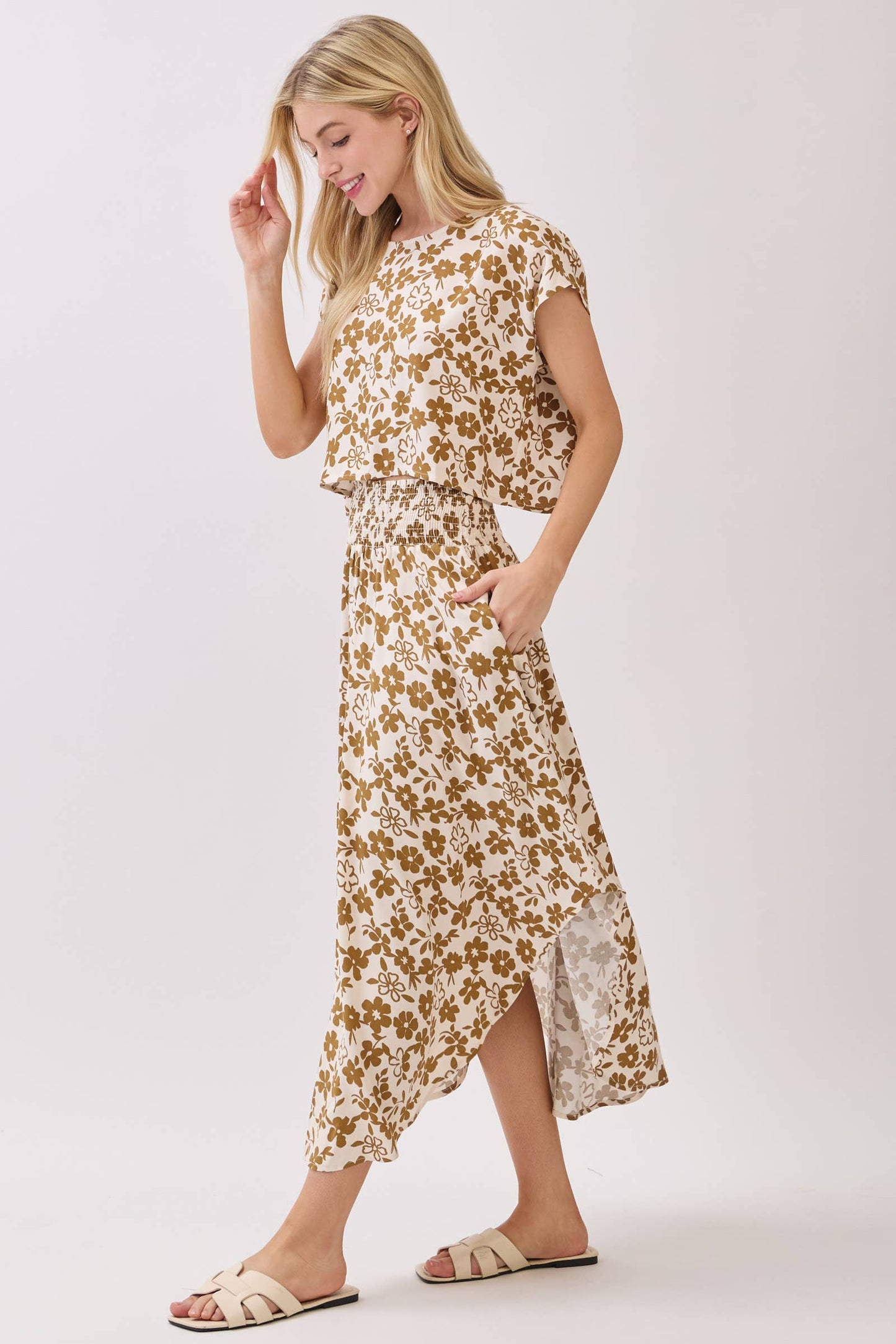 Avery Skirt | Tan Floral