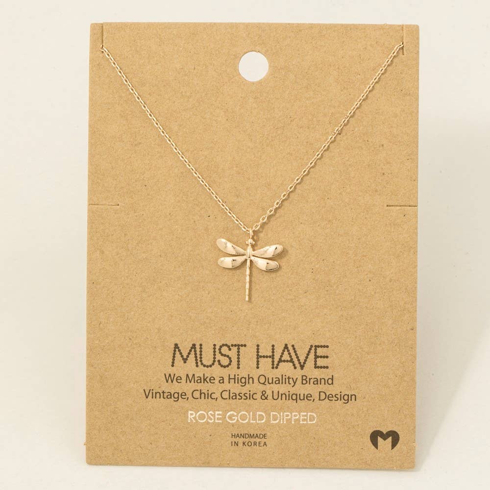 18K Gold Dipped Dragonfly Pendant Necklace
