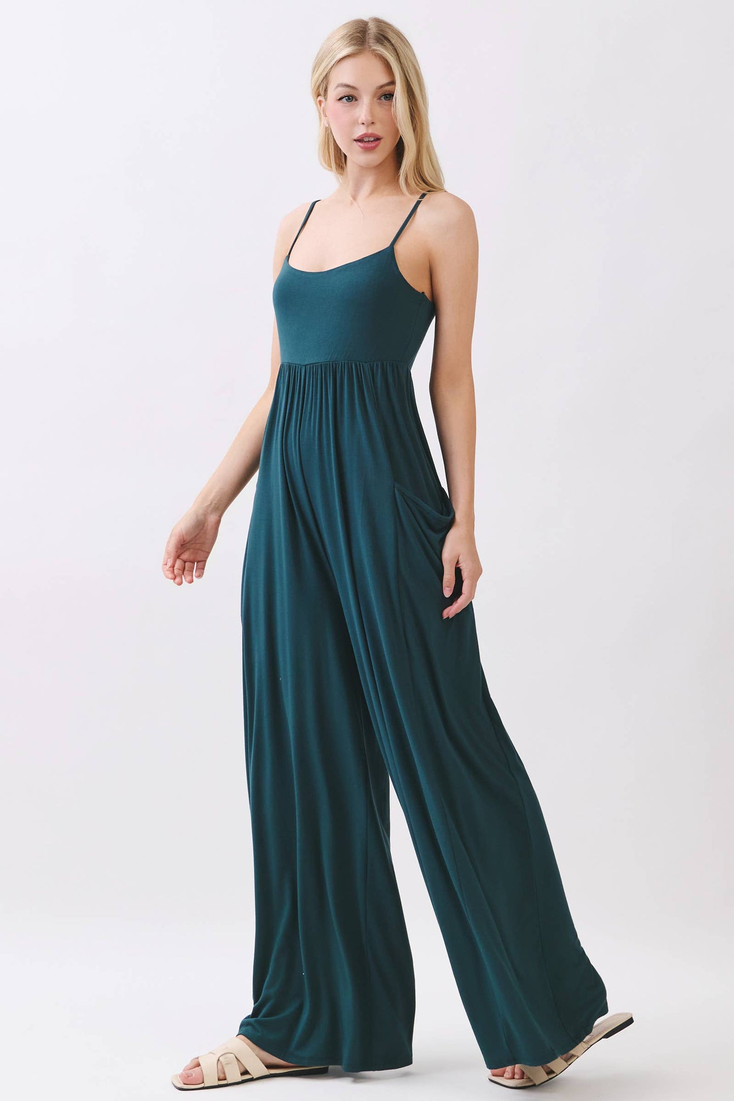 Gema Wide leg jumpsuit | Hunter Green