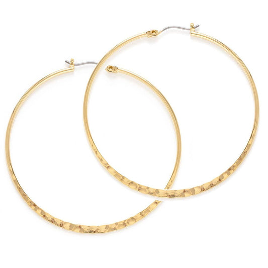 2" Hammered Hoop Earrings | Gold