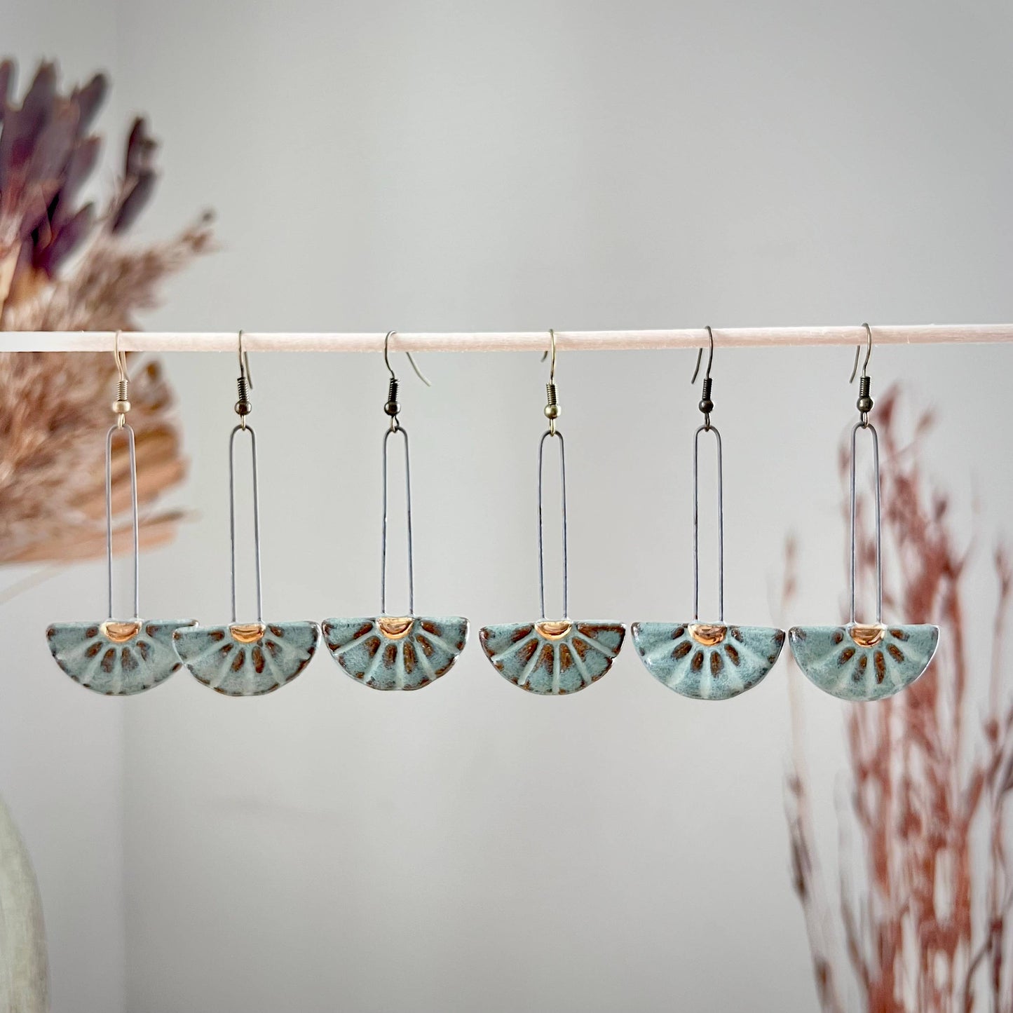 Turquoise Sun Burst Ceramic Earrings