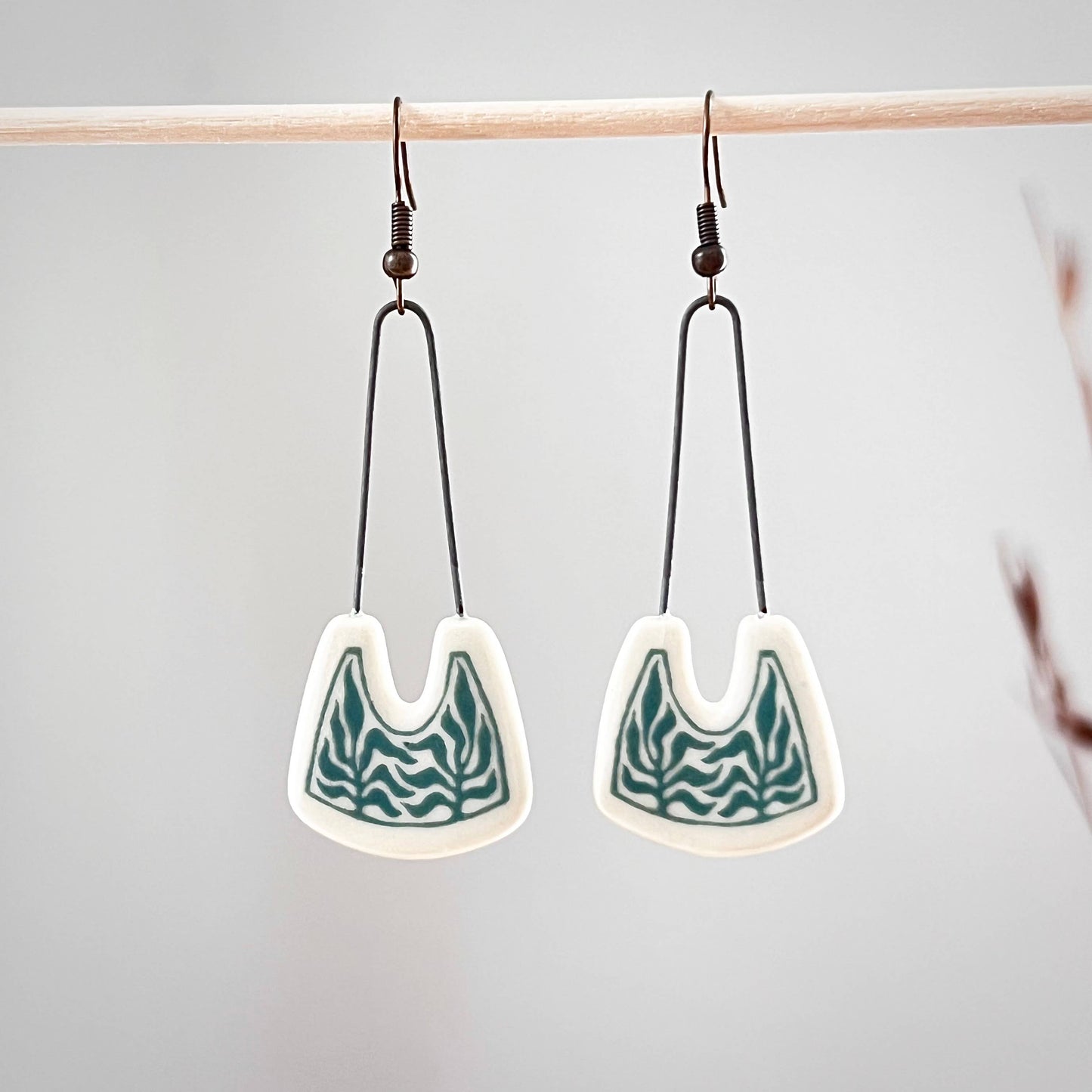 Positive Space Drop Clay Two Plant Earrings