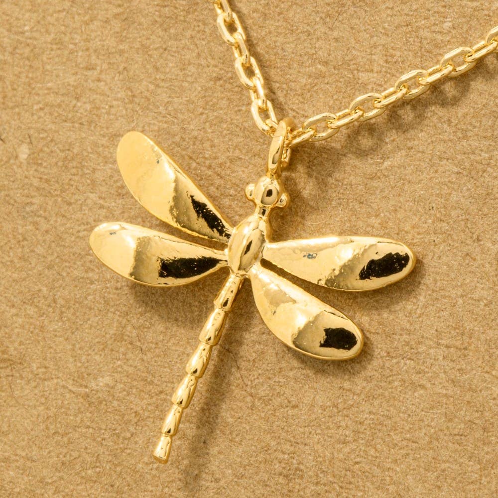 18K Gold Dipped Dragonfly Pendant Necklace
