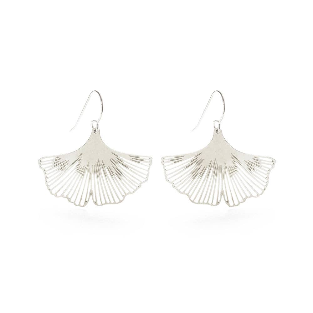 Ginkgo Leaf Earrings | Silver