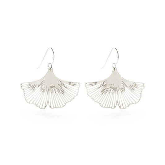 Ginkgo Leaf Earrings | Silver