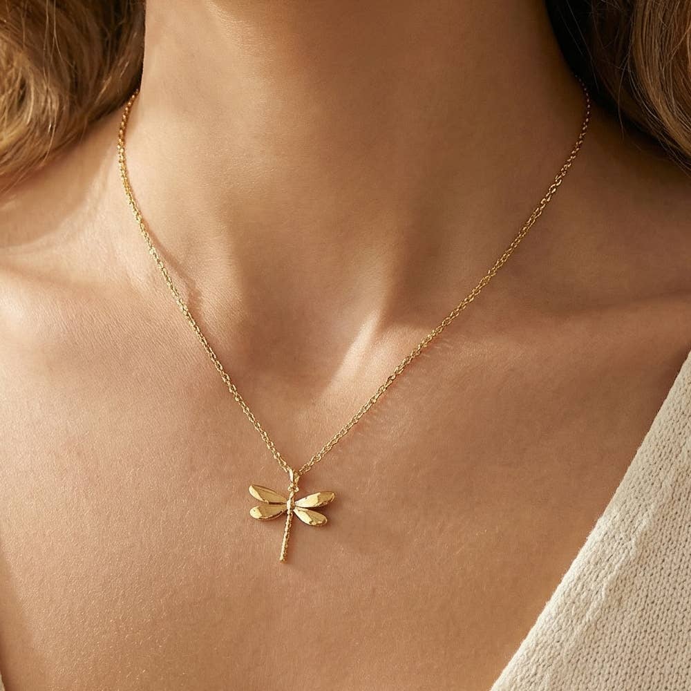 18K Gold Dipped Dragonfly Pendant Necklace