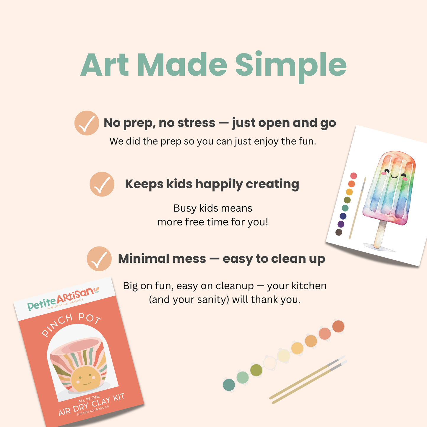 Deluxe Kids Clay Kit, Air Dry Pottery Kit All in One
