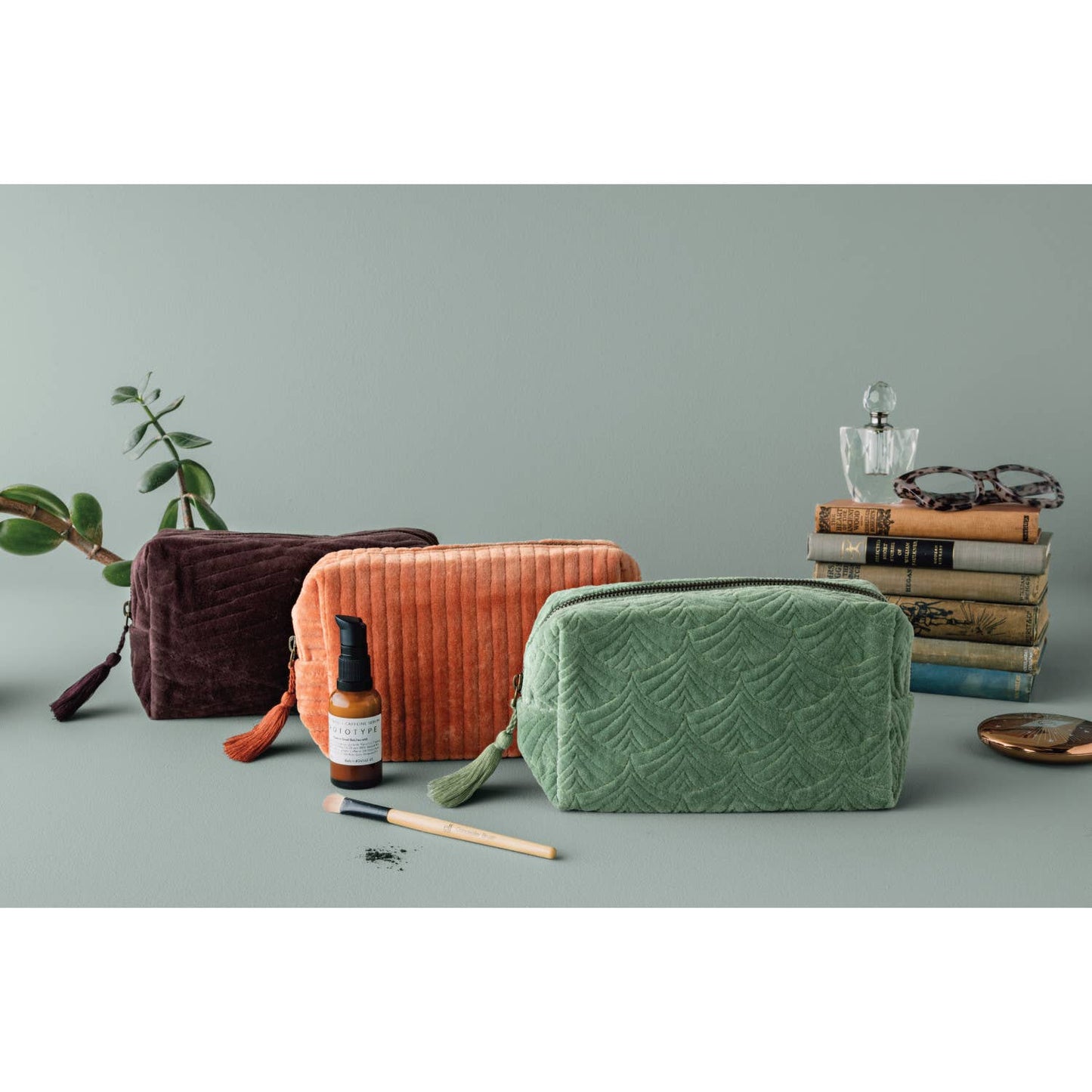 Jade Quilted Cosmetic Bag