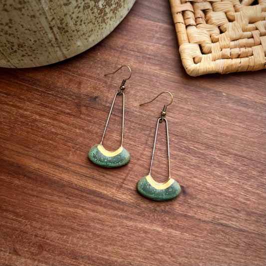 Patina Green Cut Oval Earring