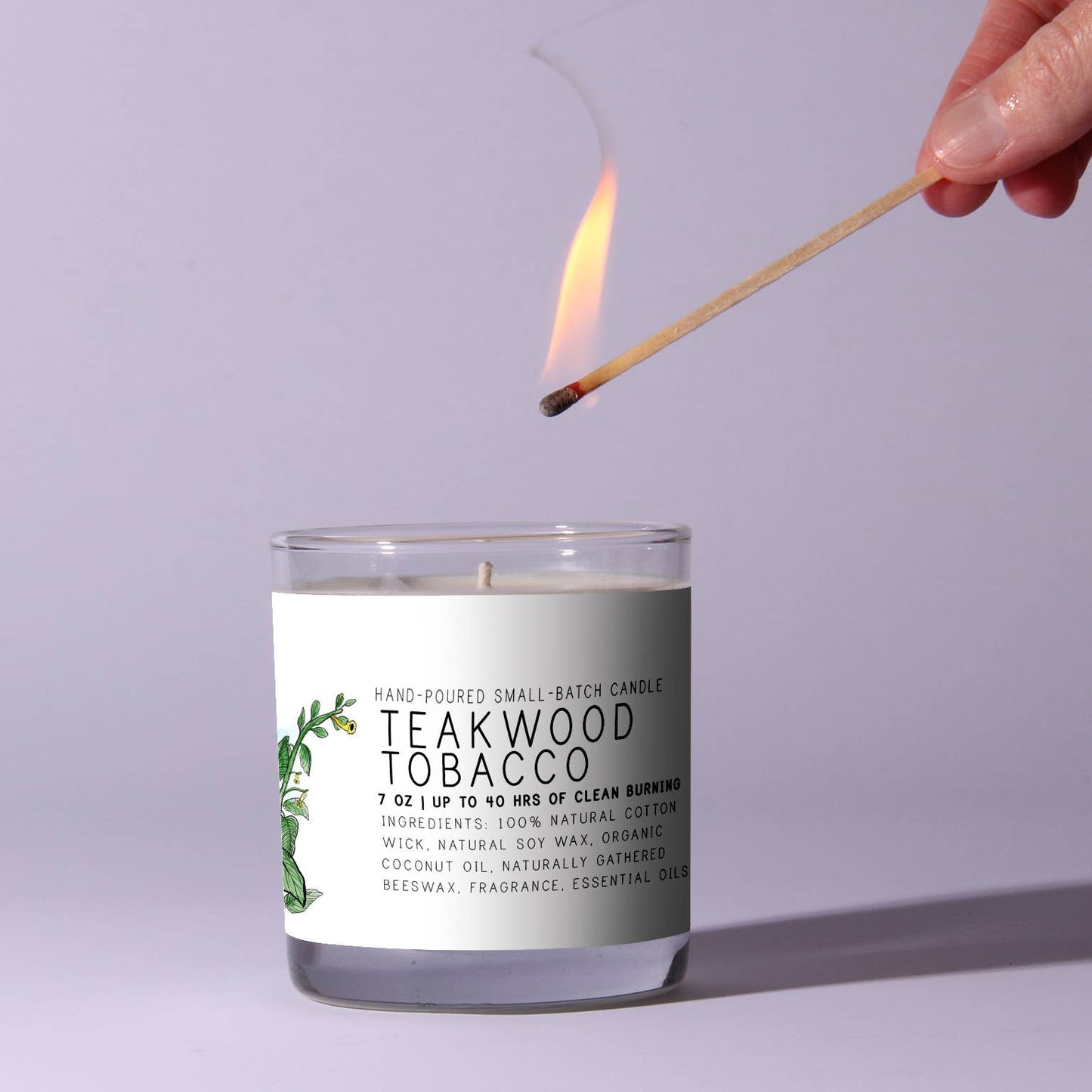 Teakwood Tobacco - Medium Glass - Just Bee Candle