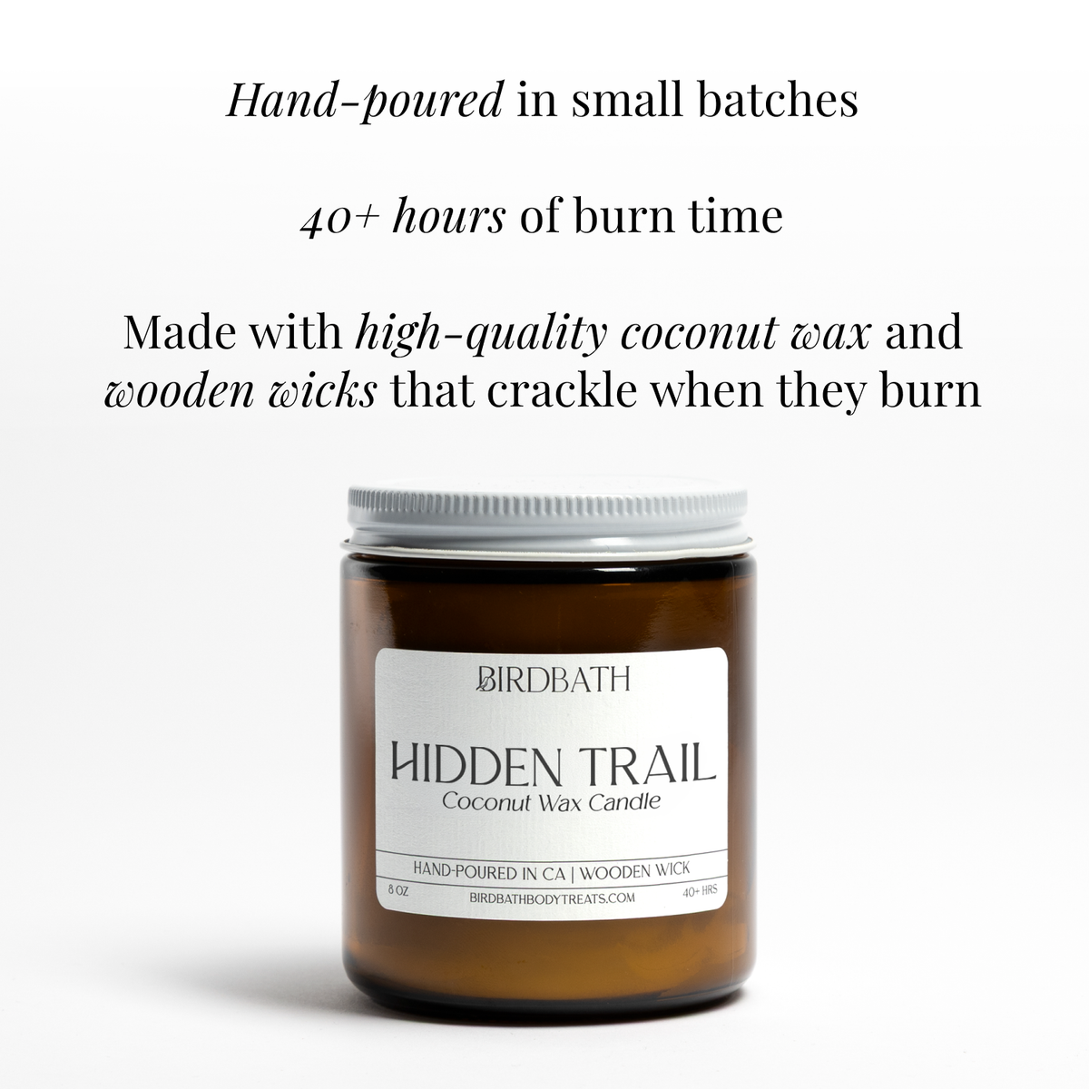Hidden Trail Coconut Wax Candle With Wooden Wick- 8 oz
