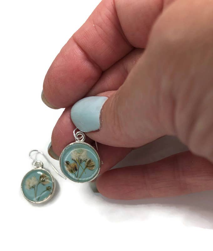 Baby's Breath Petite Rd. Earrings-Blue