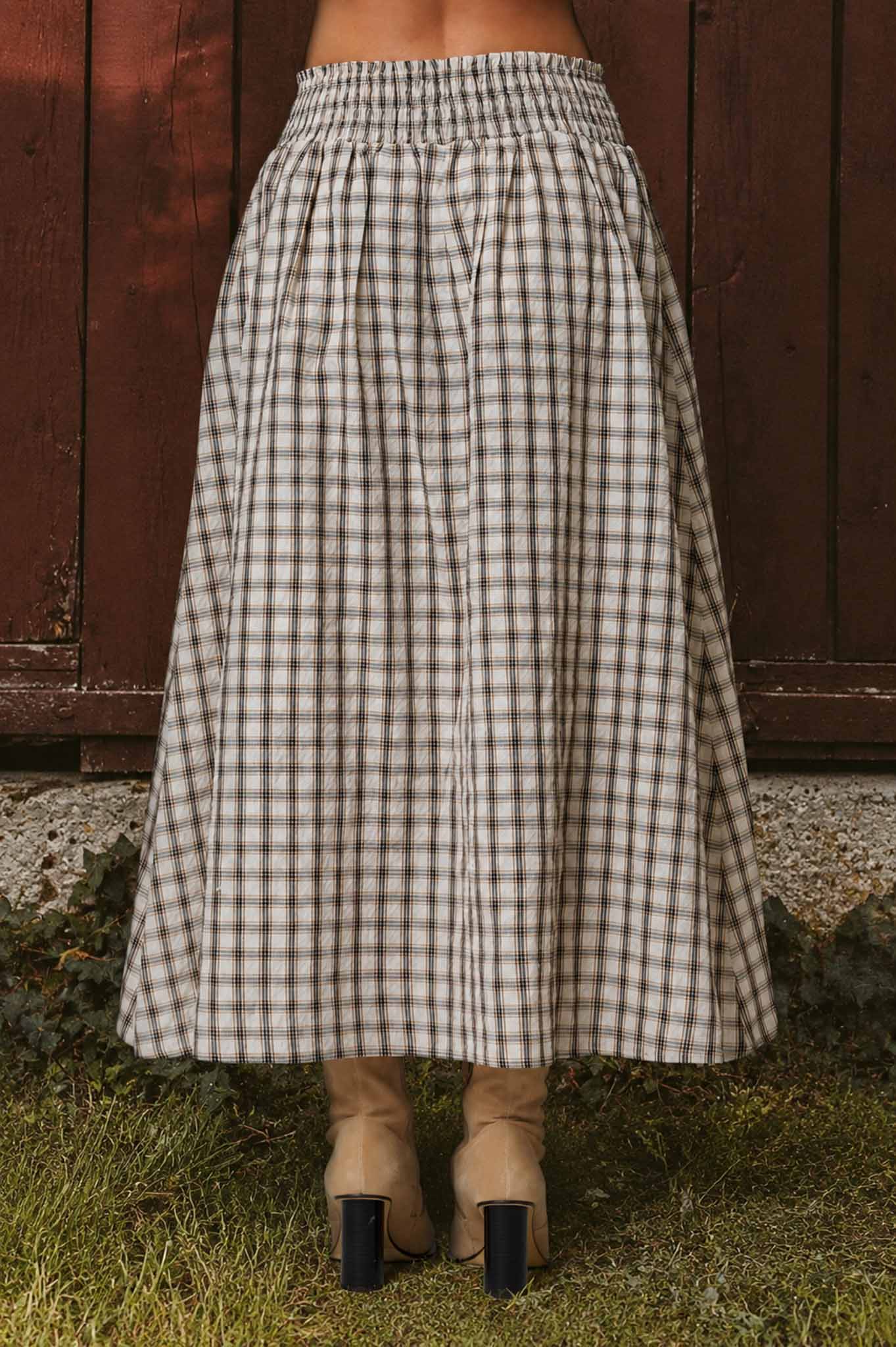 Plaid Smoked Waist Skirt
