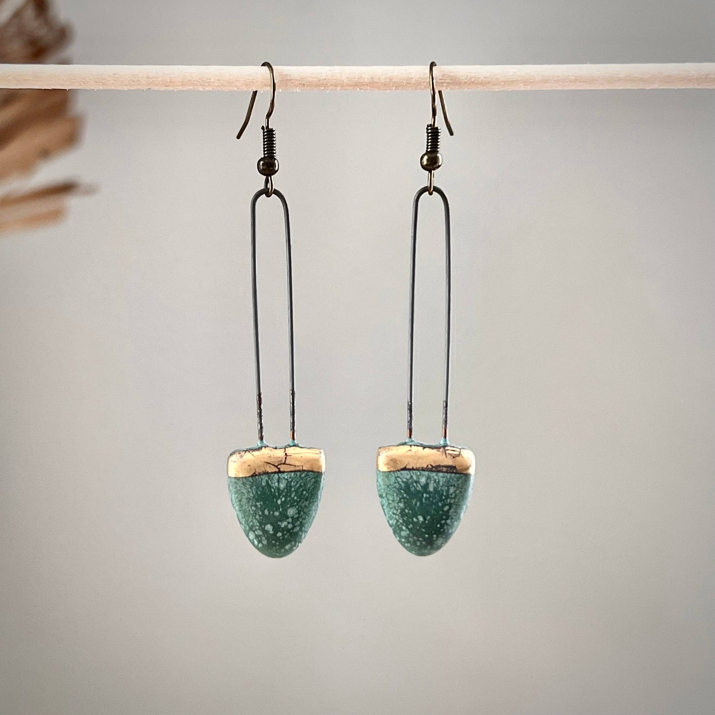 Patina Green Drip Drop Clay Earring