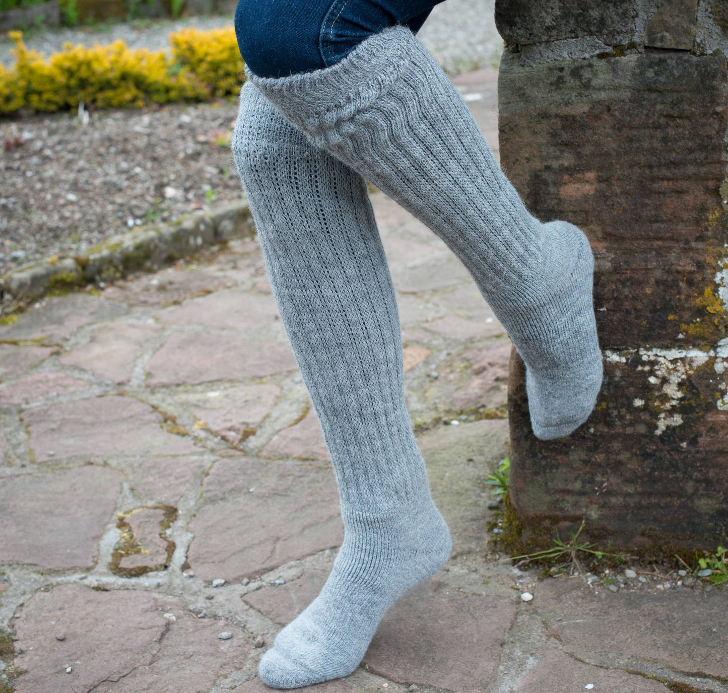 Women's Super Long Alpaca Chunky Rib Socks