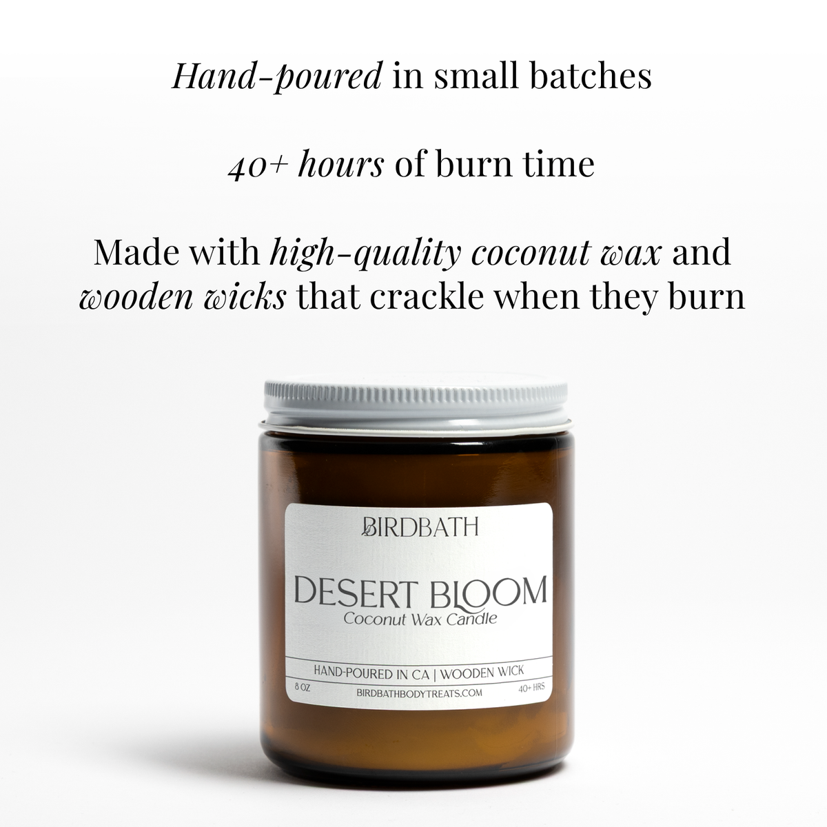 Desert Bloom Coconut Wax Candle With Wooden Wick- 8 oz