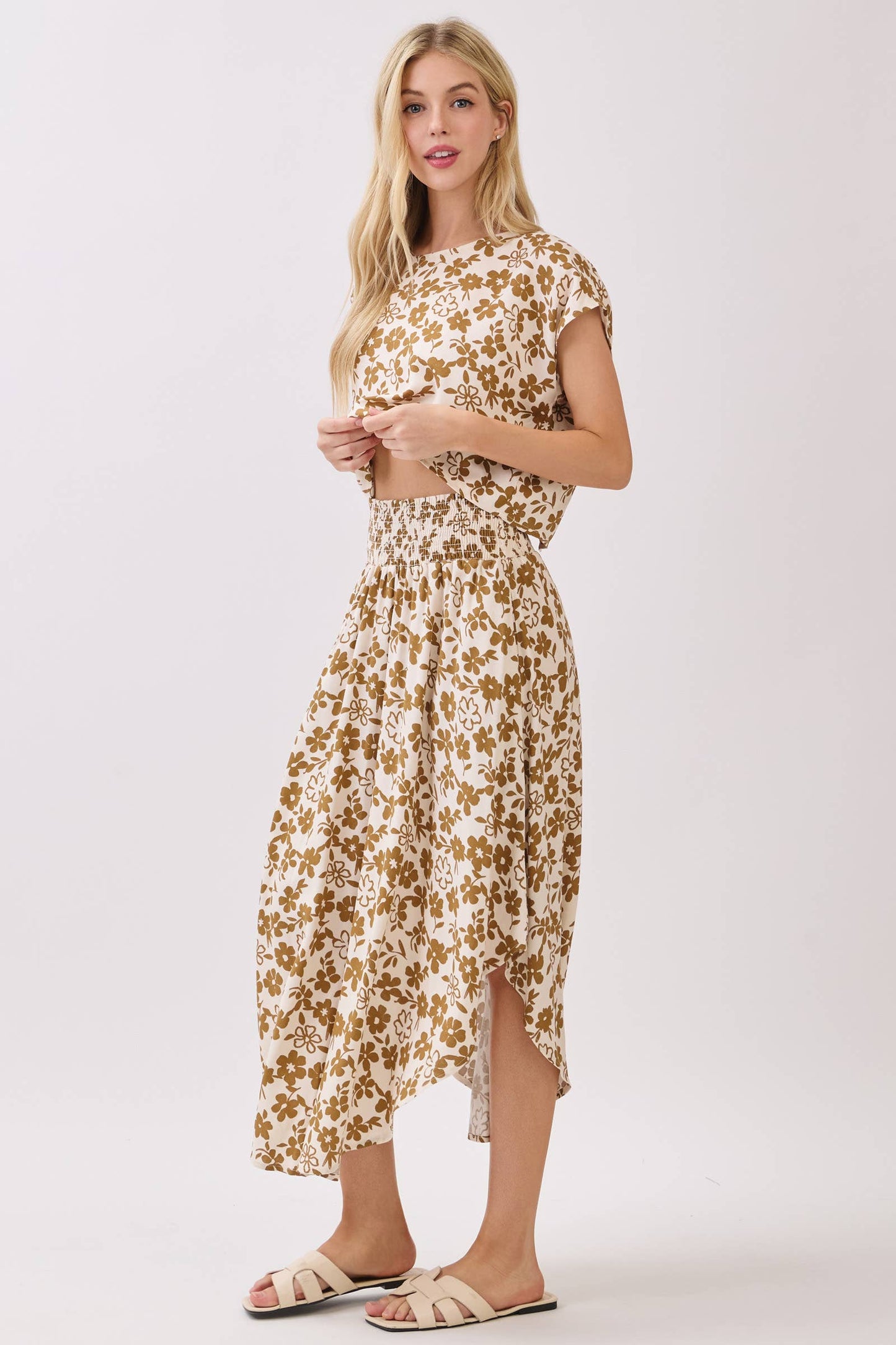 Avery Skirt | Tan Floral