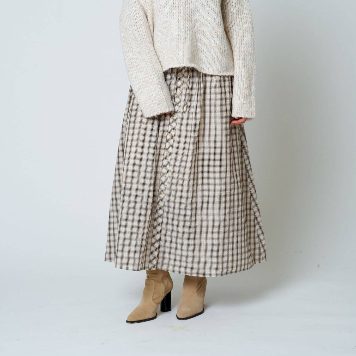 Plaid Smoked Waist Skirt
