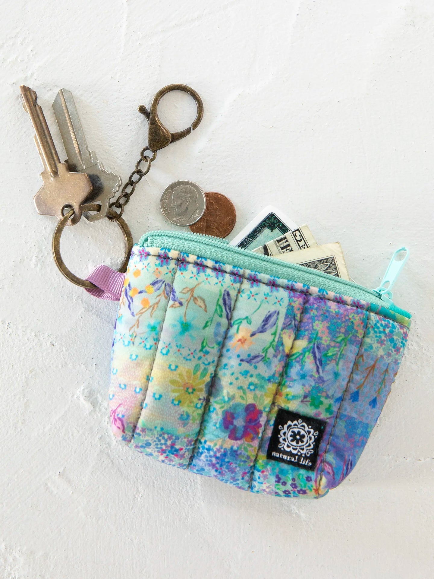 Mini Coin Purse Key Clip Blu