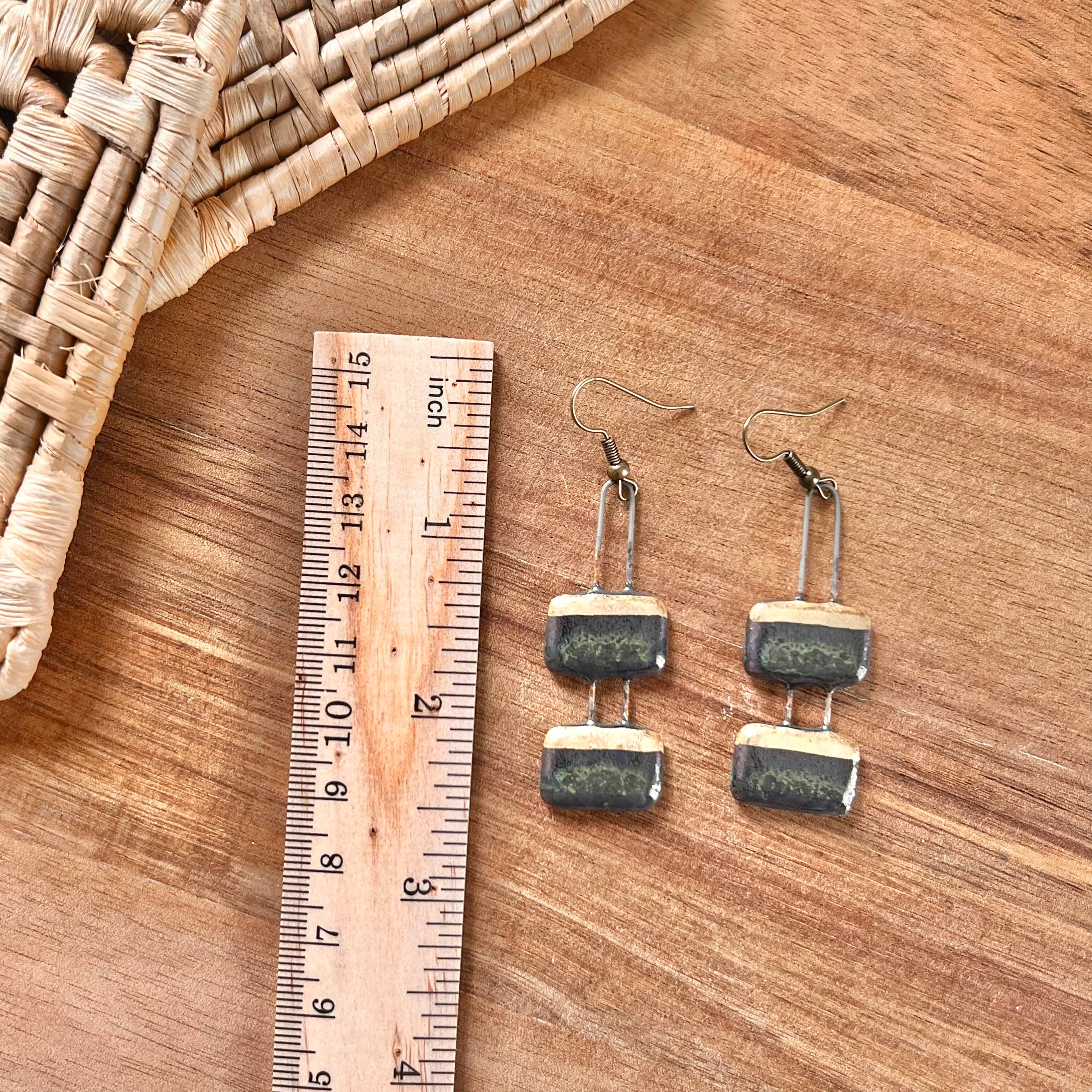 Deep Ocean Two Piece and Gold Clay Earrings