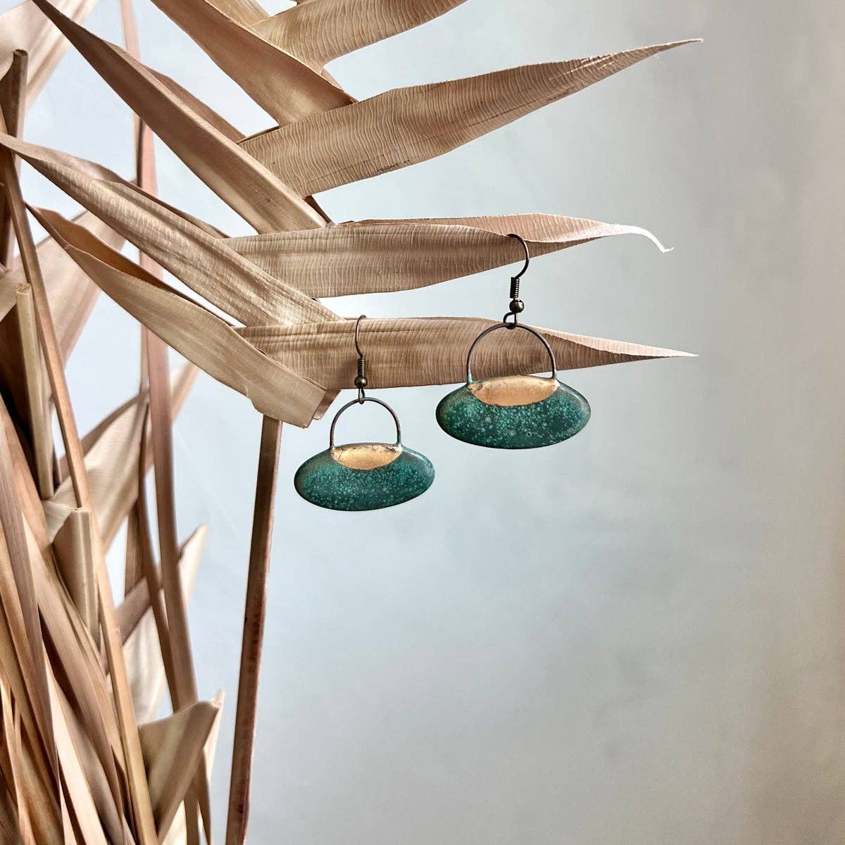 Patina Green Oval Clay Earrings