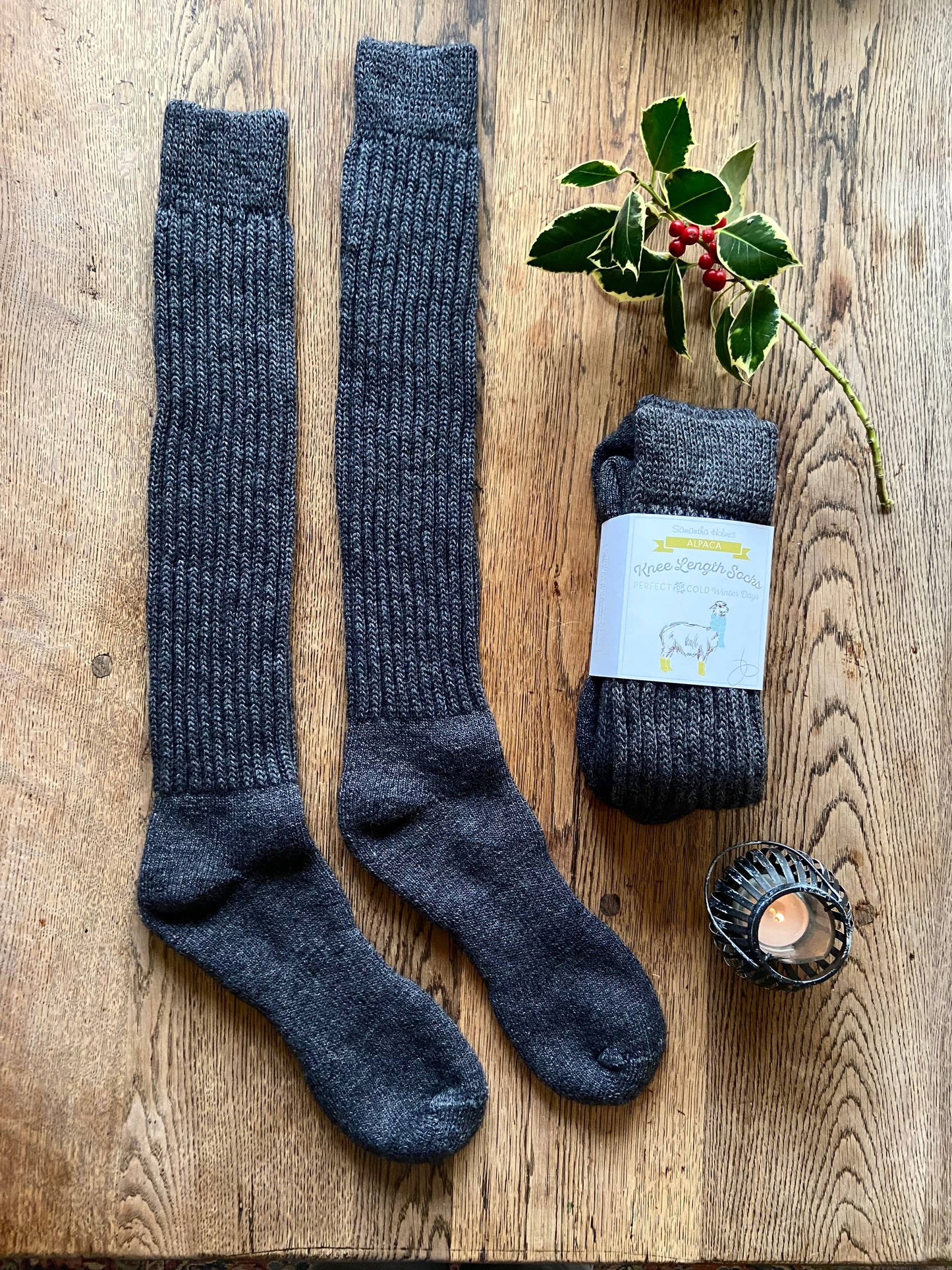 Women's Super Long Alpaca Chunky Rib Socks