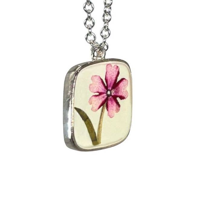 Verbena on the Beach Small Square Necklace