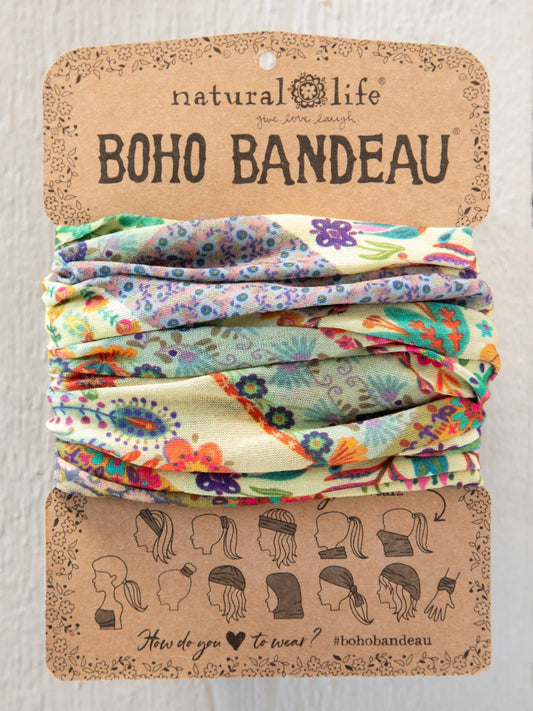 Full Boho Bandeau® Headband | Mandala Patchwork Cream