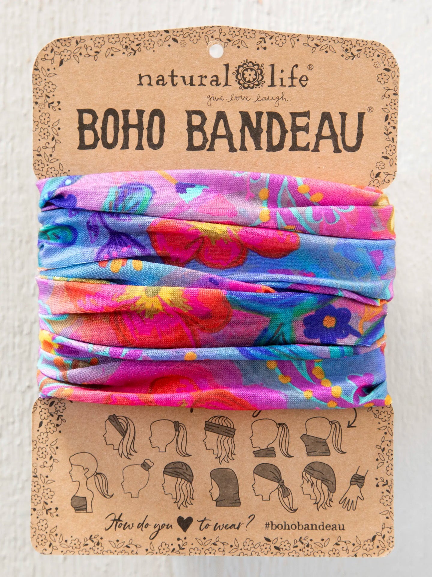 Full Boho Bandeau® Headband | Neon Blue Pink