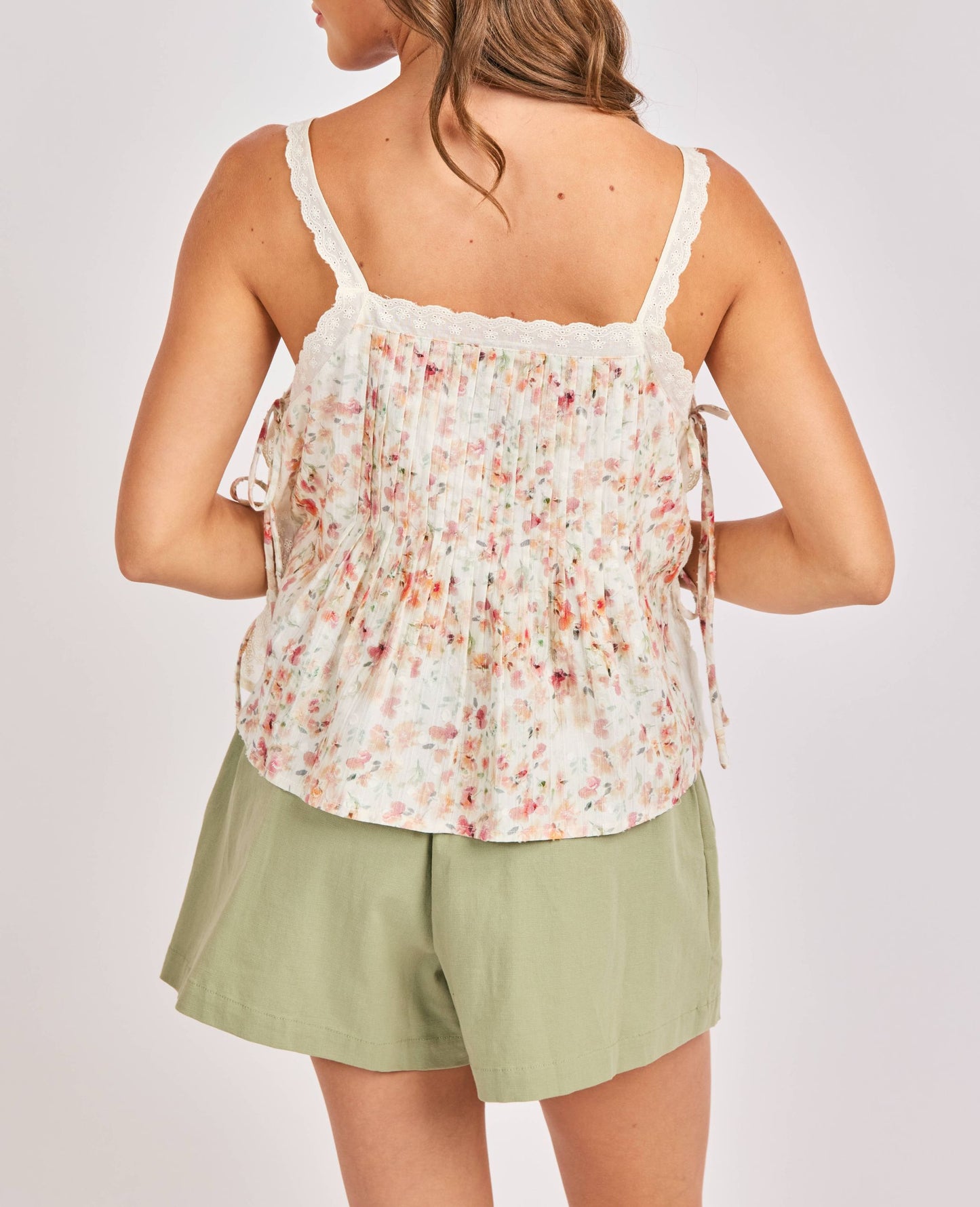 Rosita Pintuck Lace Trim Top