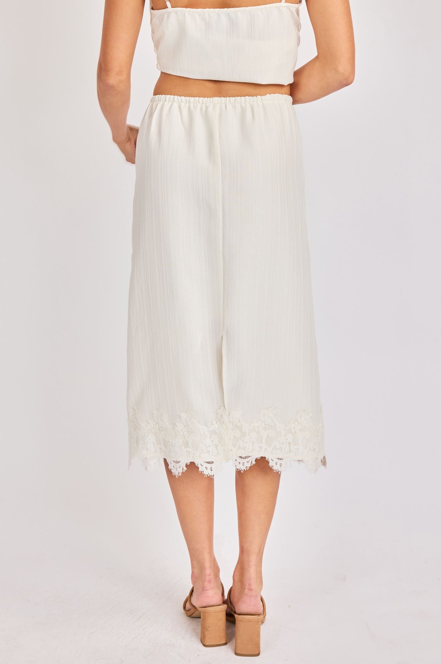 Fawn Lace Hem Midi Skirt