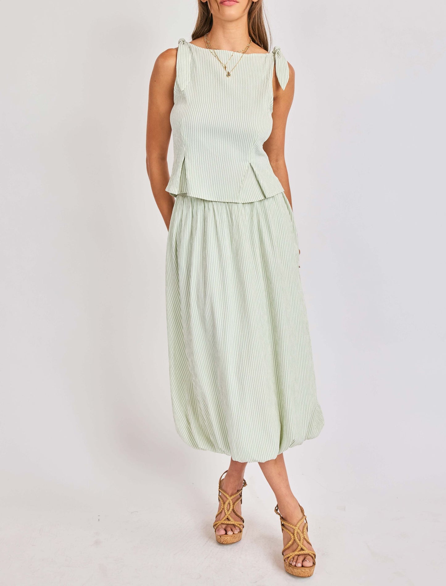 See Me Stripe Pleated Top